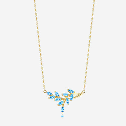 Birthstone Leaf Pendant Necklace