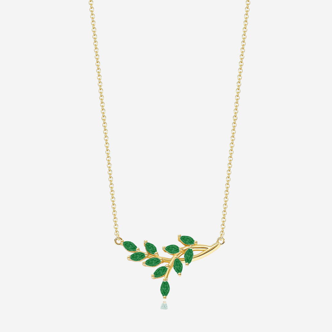 Birthstone Leaf Pendant Necklace