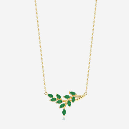 Birthstone Leaf Pendant Necklace