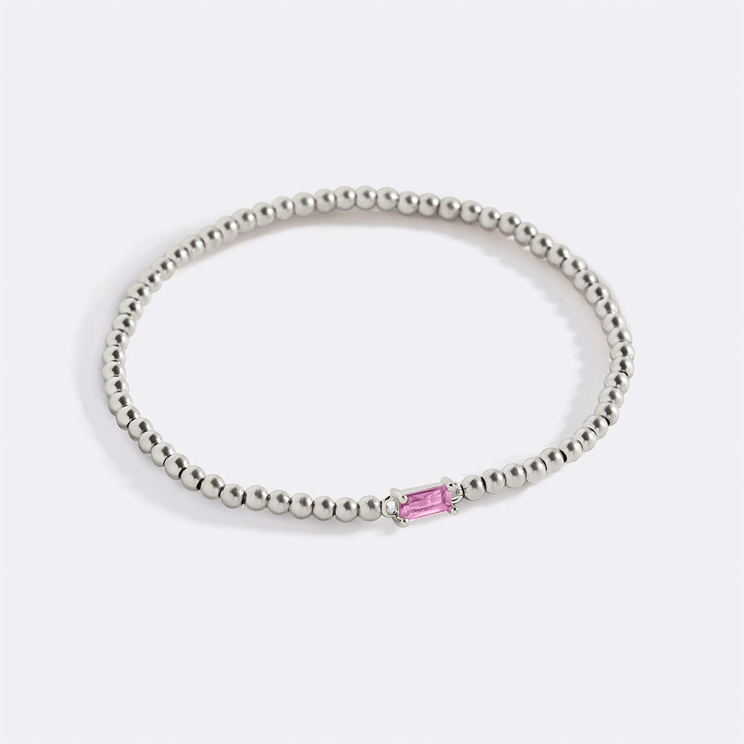 Sterling Silver Beaded Birthstone Bracelet