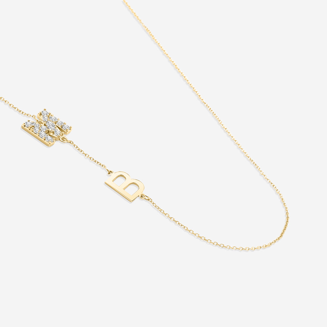 Custom Diamond & Gold 2 Initial Necklace