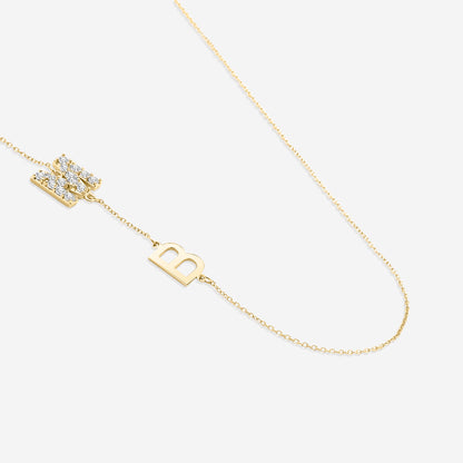 Custom Diamond & Gold 2 Initial Necklace