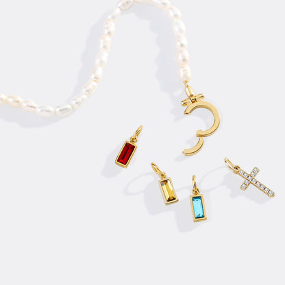 Pearl Cross Charm Bracelet