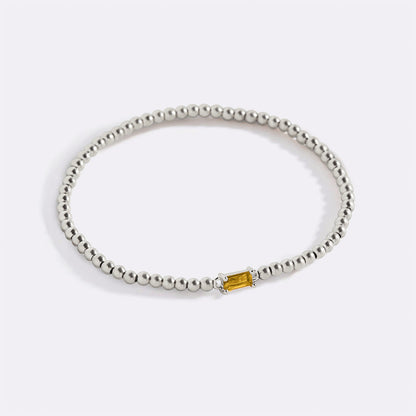 Sterling Silver Beaded Birthstone Bracelet