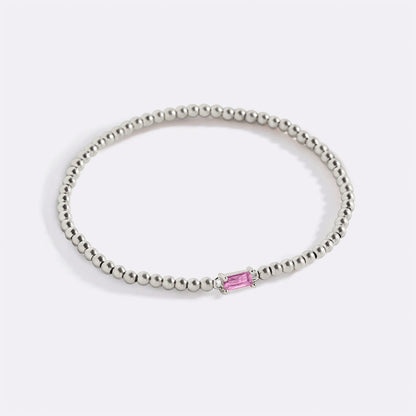 Sterling Silver Beaded Birthstone Bracelet