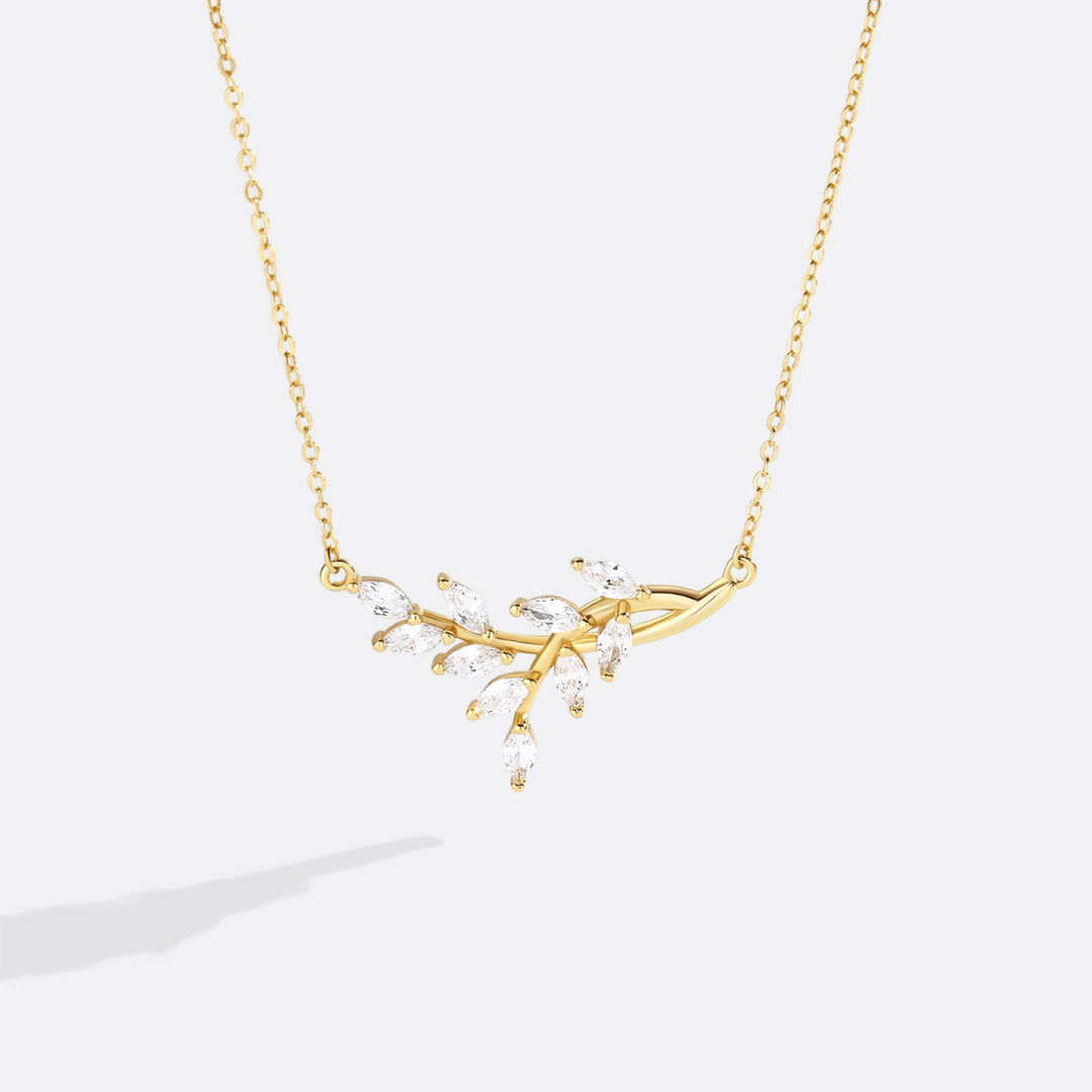 Birthstone Leaf Pendant Necklace