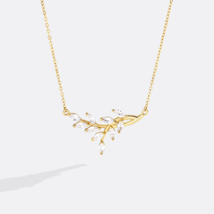 Birthstone Leaf Pendant Necklace