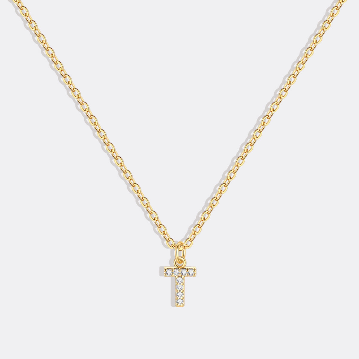 Gold Pavé Uppercase Initial Necklace