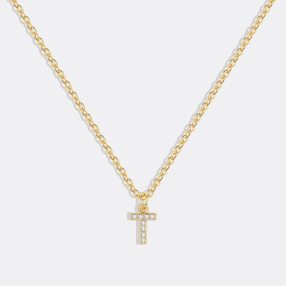Gold Pavé Uppercase Initial Necklace