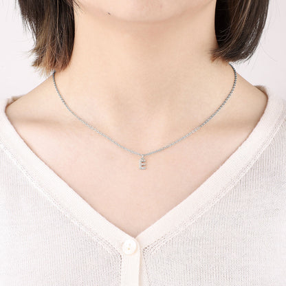 Sterling Silver Pavé Uppercase Initial Necklace