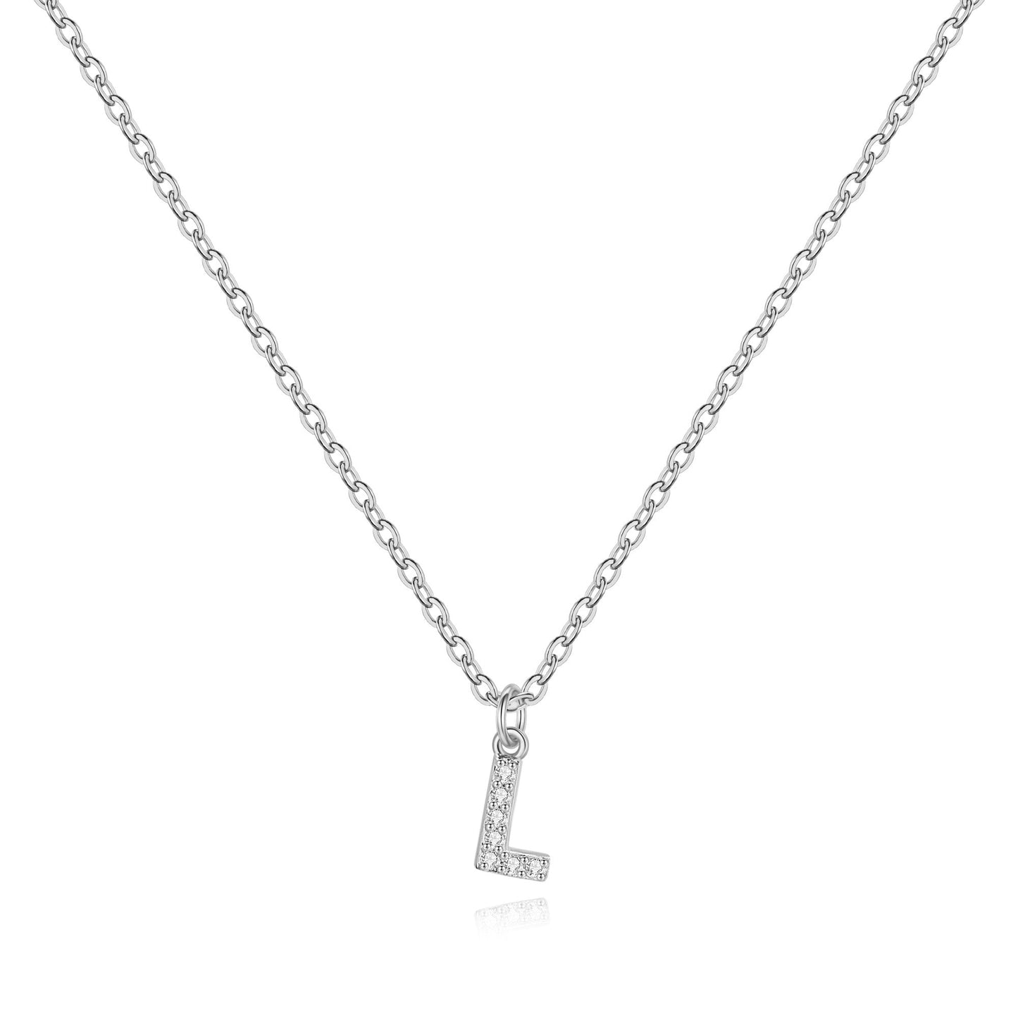 Sterling Silver Pavé Uppercase Initial Necklace