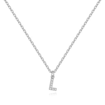 Sterling Silver Pavé Uppercase Initial Necklace