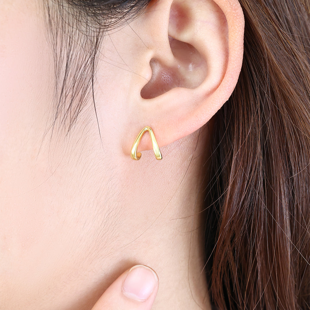 Gold Wishbone Huggie Earrings