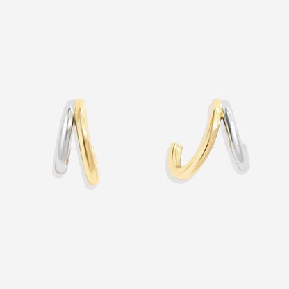 Mixed Metal Double Hoop Earrings