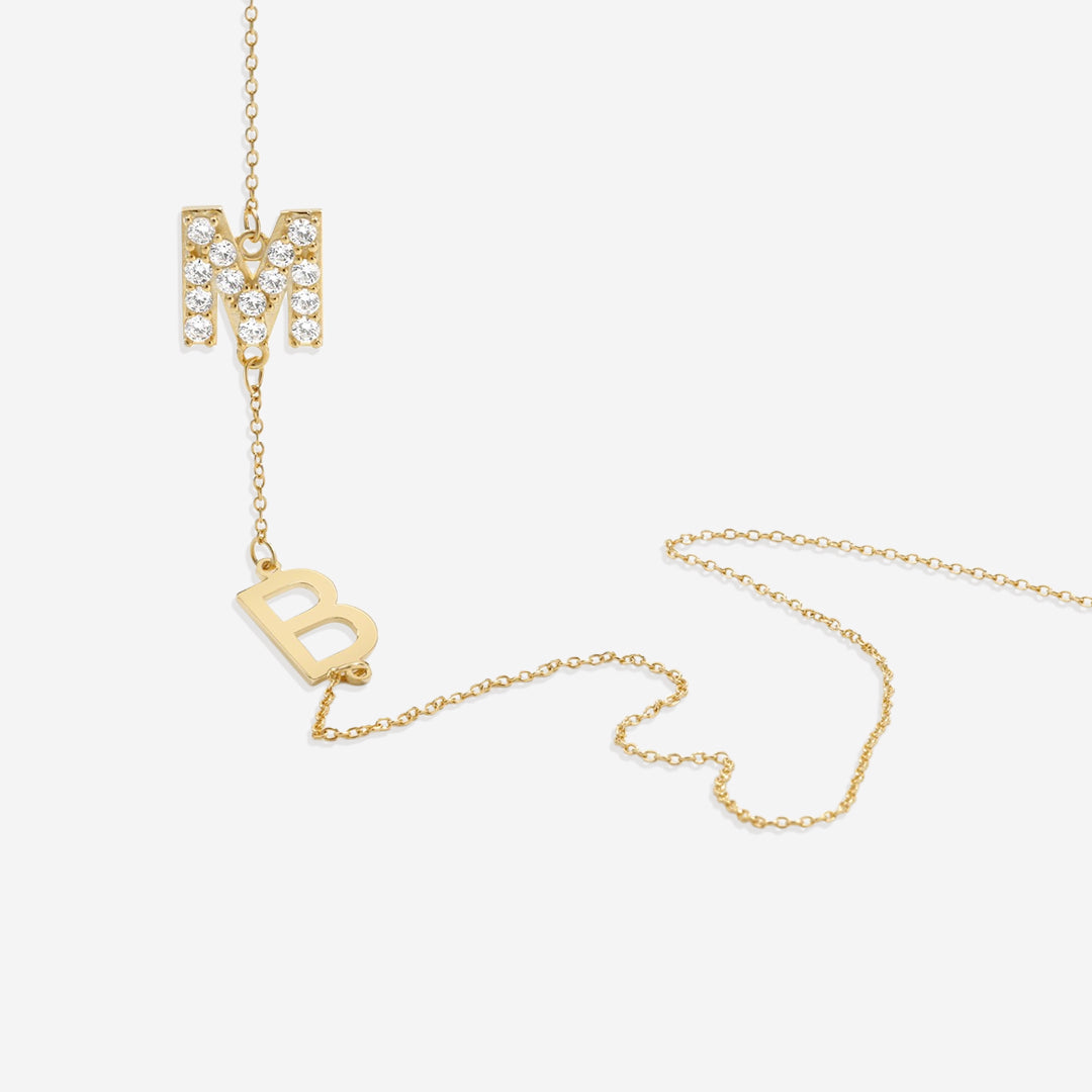 Custom Diamond & Gold 2 Initial Necklace