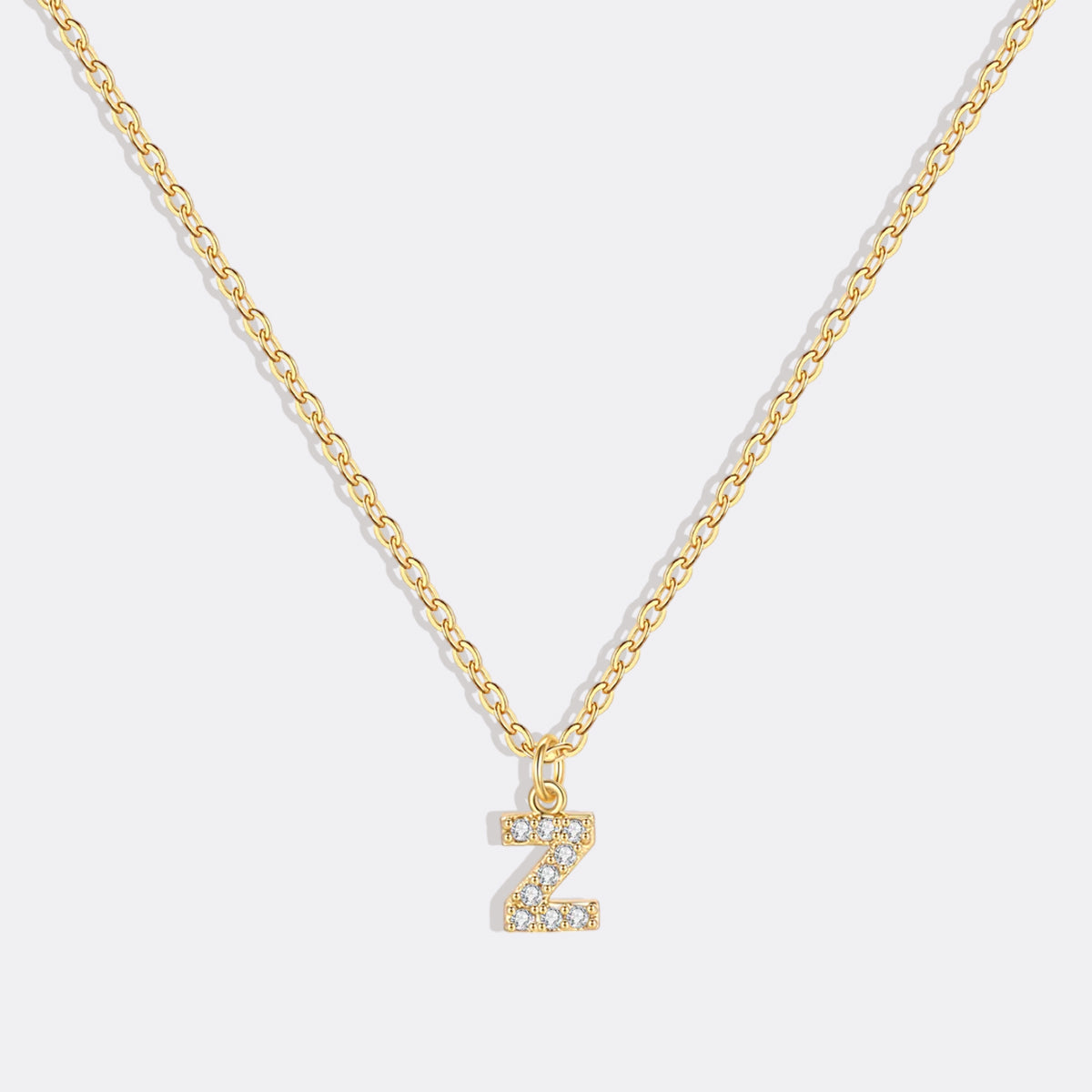 Gold Pavé Uppercase Initial Necklace