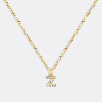 Gold Pavé Uppercase Initial Necklace