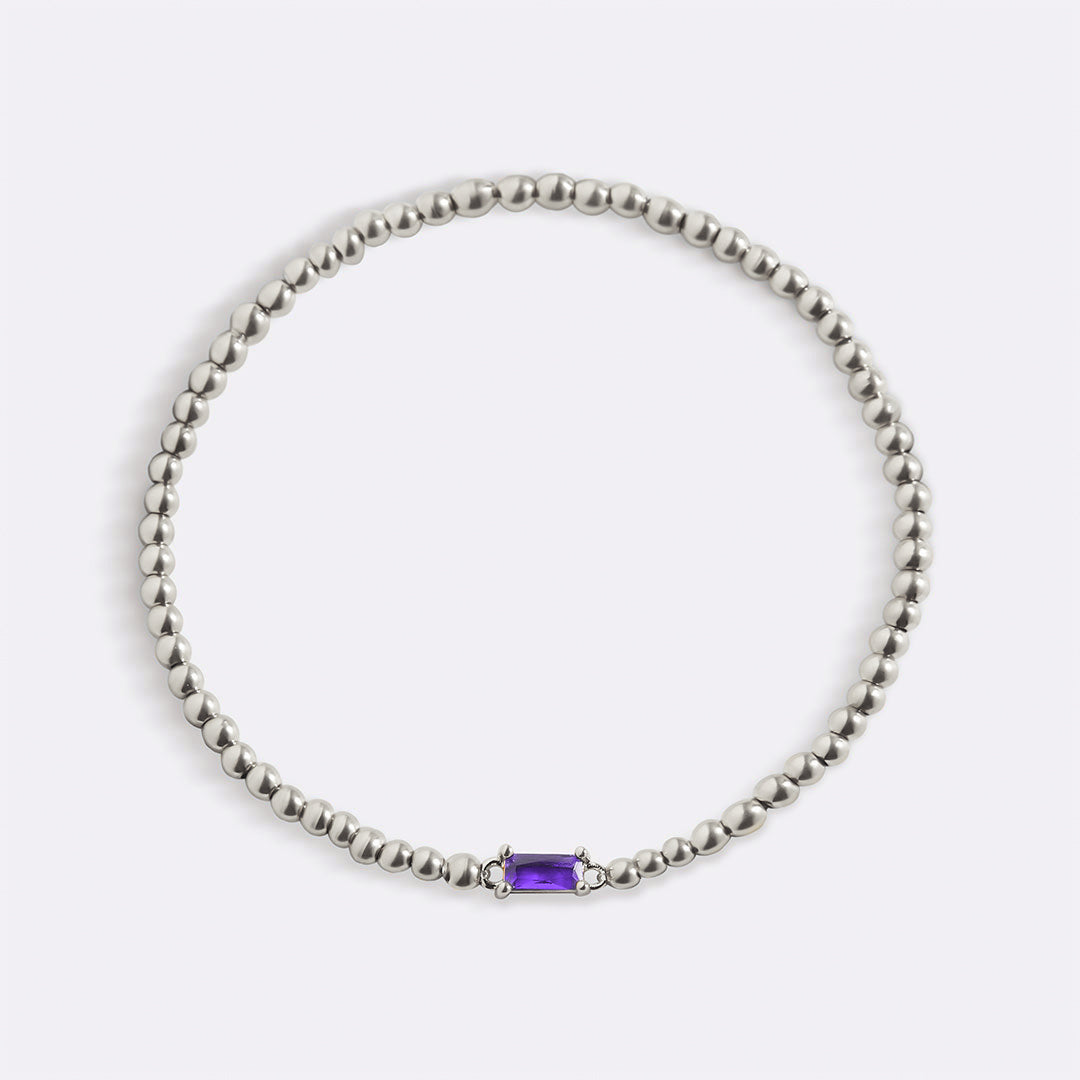 Sterling Silver Beaded Birthstone Bracelet