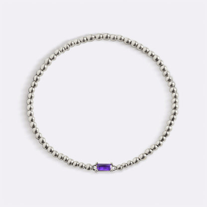 Sterling Silver Beaded Birthstone Bracelet