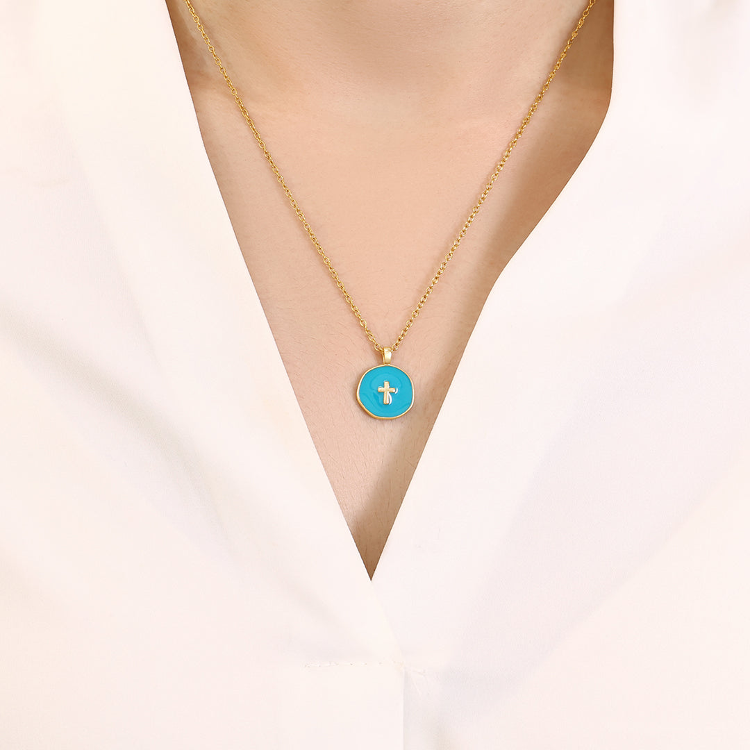 Minimalist Enamel Cross Pendant
