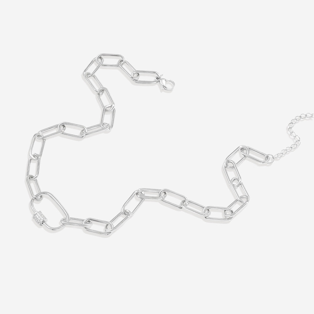 Link Chain Necklace with Pave Carabiner