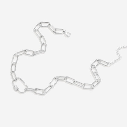 Link Chain Necklace with Pave Carabiner