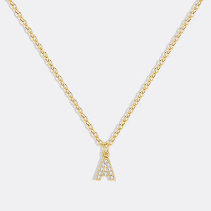 Gold Pavé Uppercase Initial Necklace