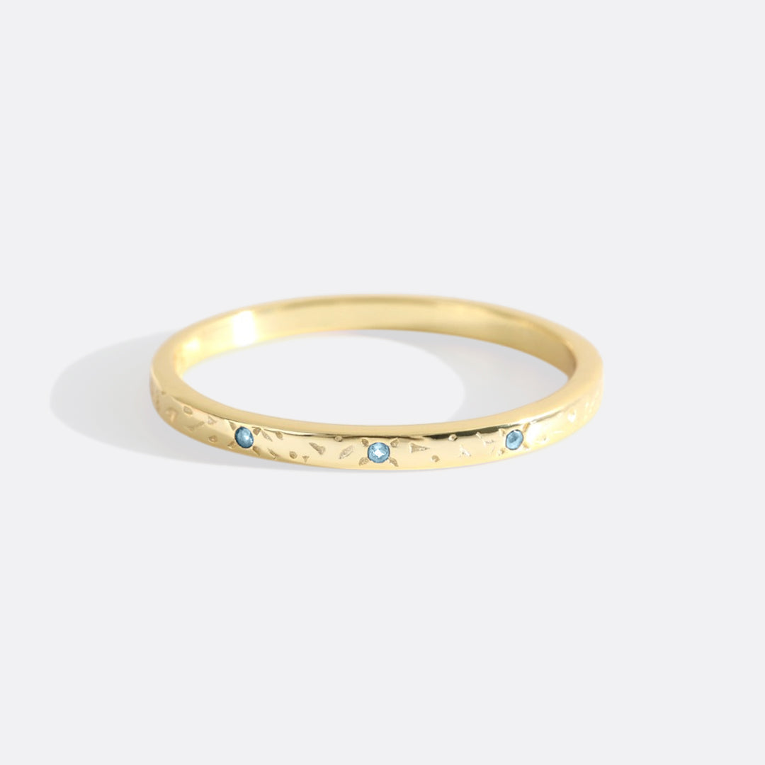 Narrow Textured Gold Birthstone Band