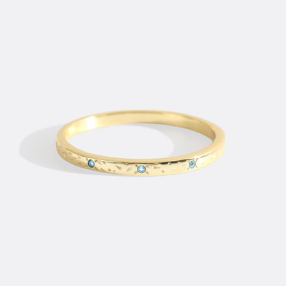Narrow Textured Gold Birthstone Band