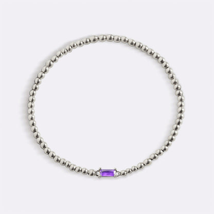 Sterling Silver Beaded Birthstone Bracelet