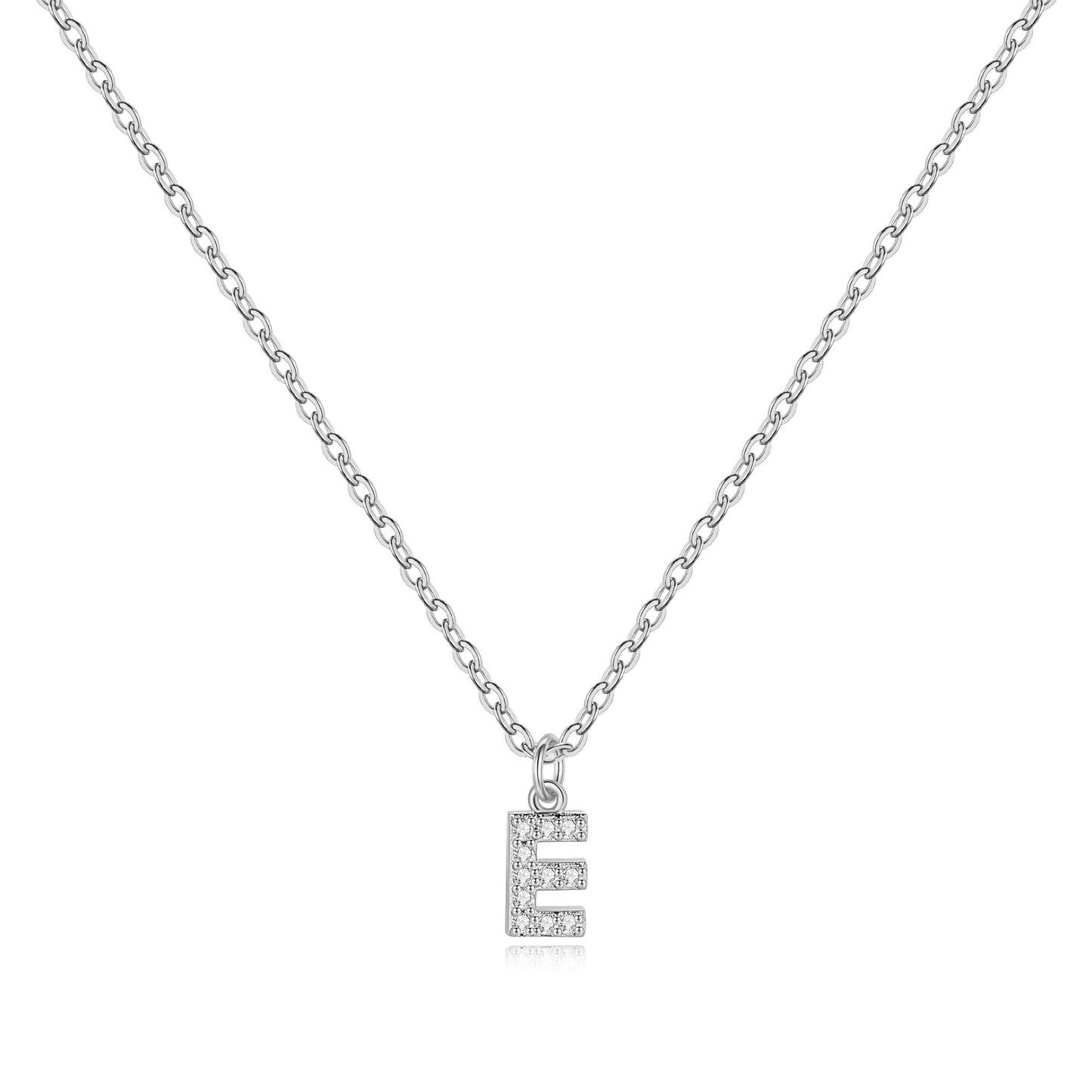 Sterling Silver Pavé Uppercase Initial Necklace