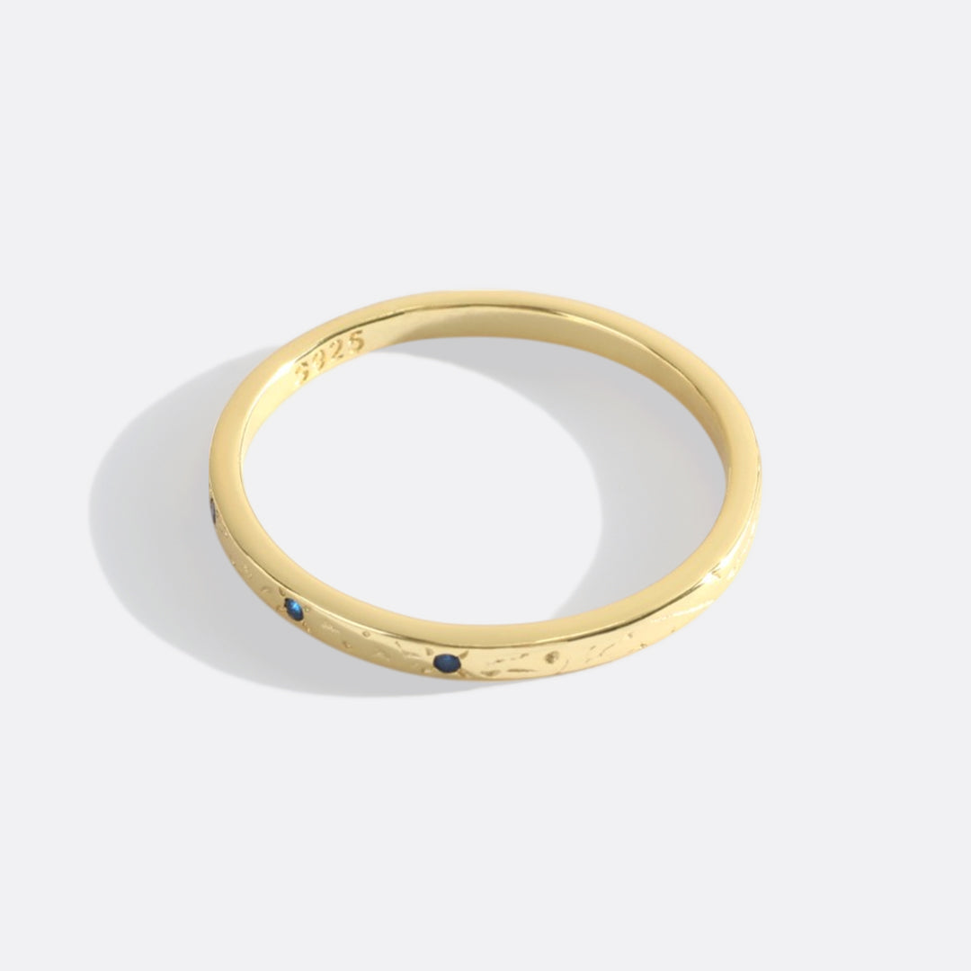 Narrow Textured Gold Birthstone Band