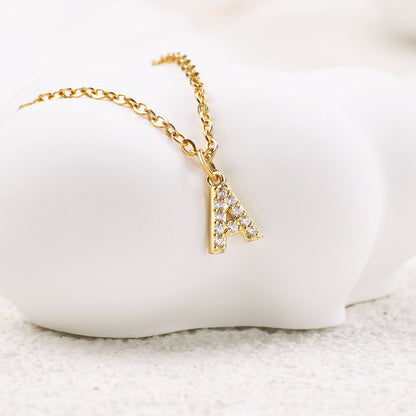 Gold Pavé Uppercase Initial Necklace