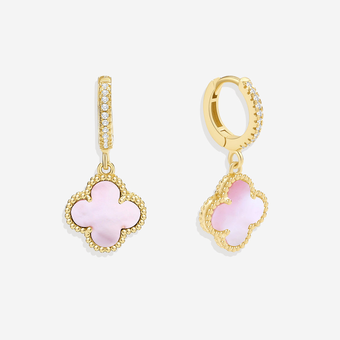 Pave Clover Drop Earrings