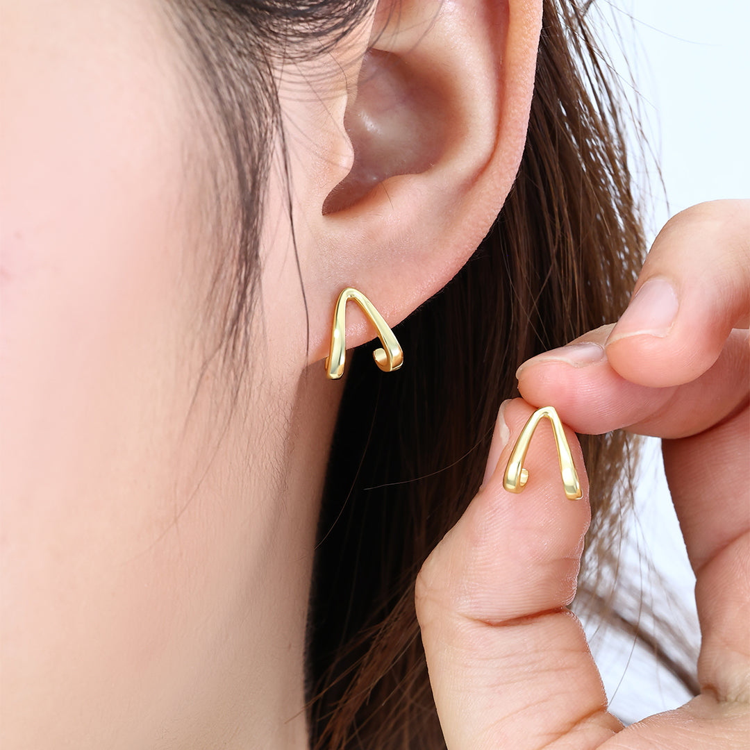 Gold Wishbone Huggie Earrings
