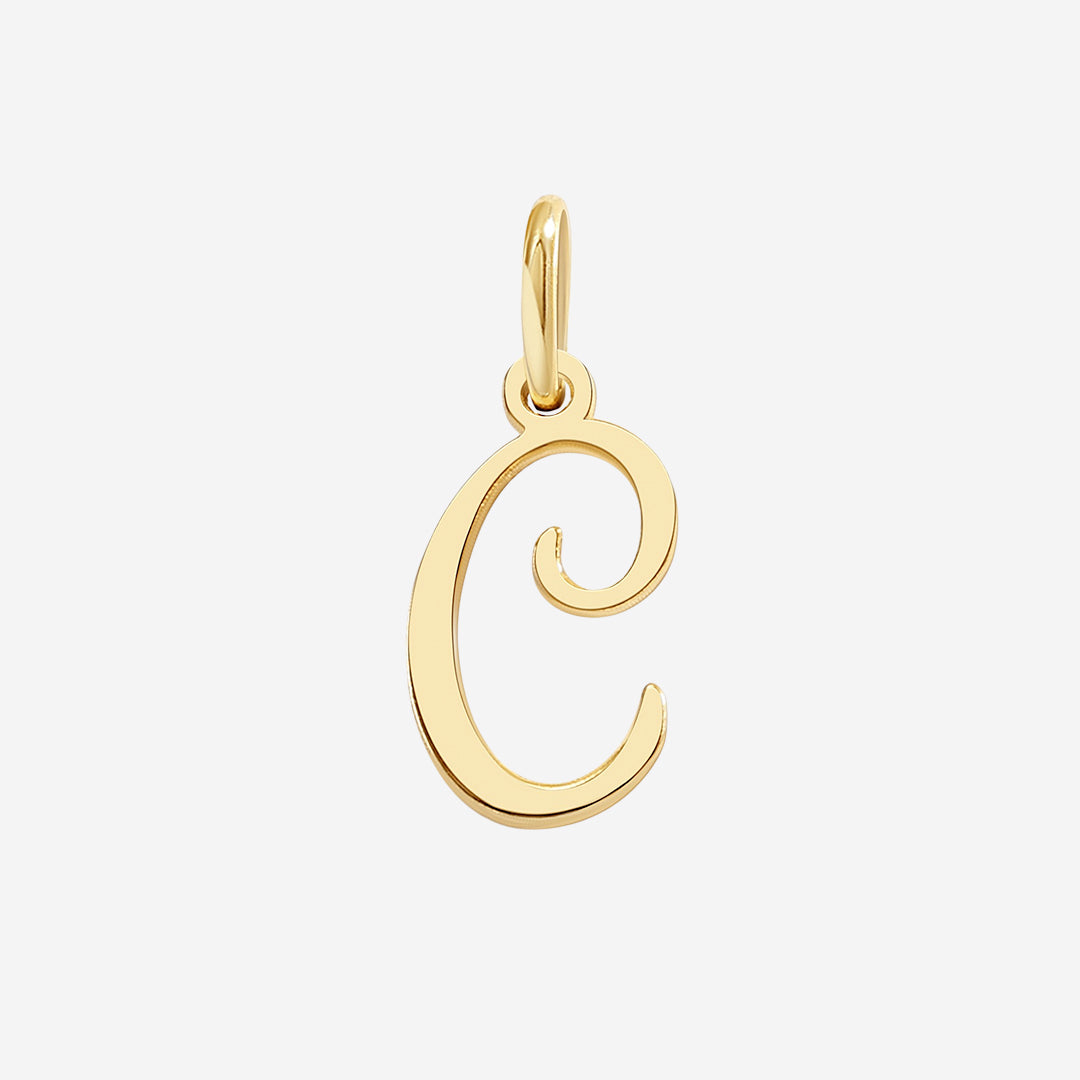 Cursive Initial Charm – Gold
