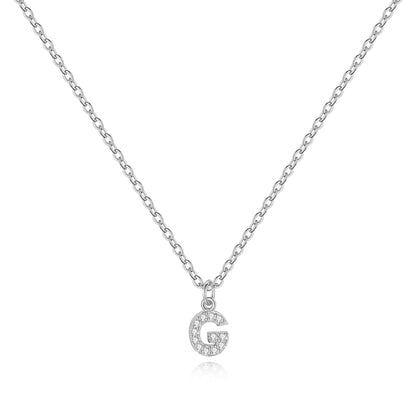 Sterling Silver Pavé Uppercase Initial Necklace