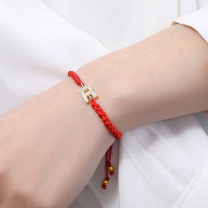 Braided Initial String Adjustable Bracelet