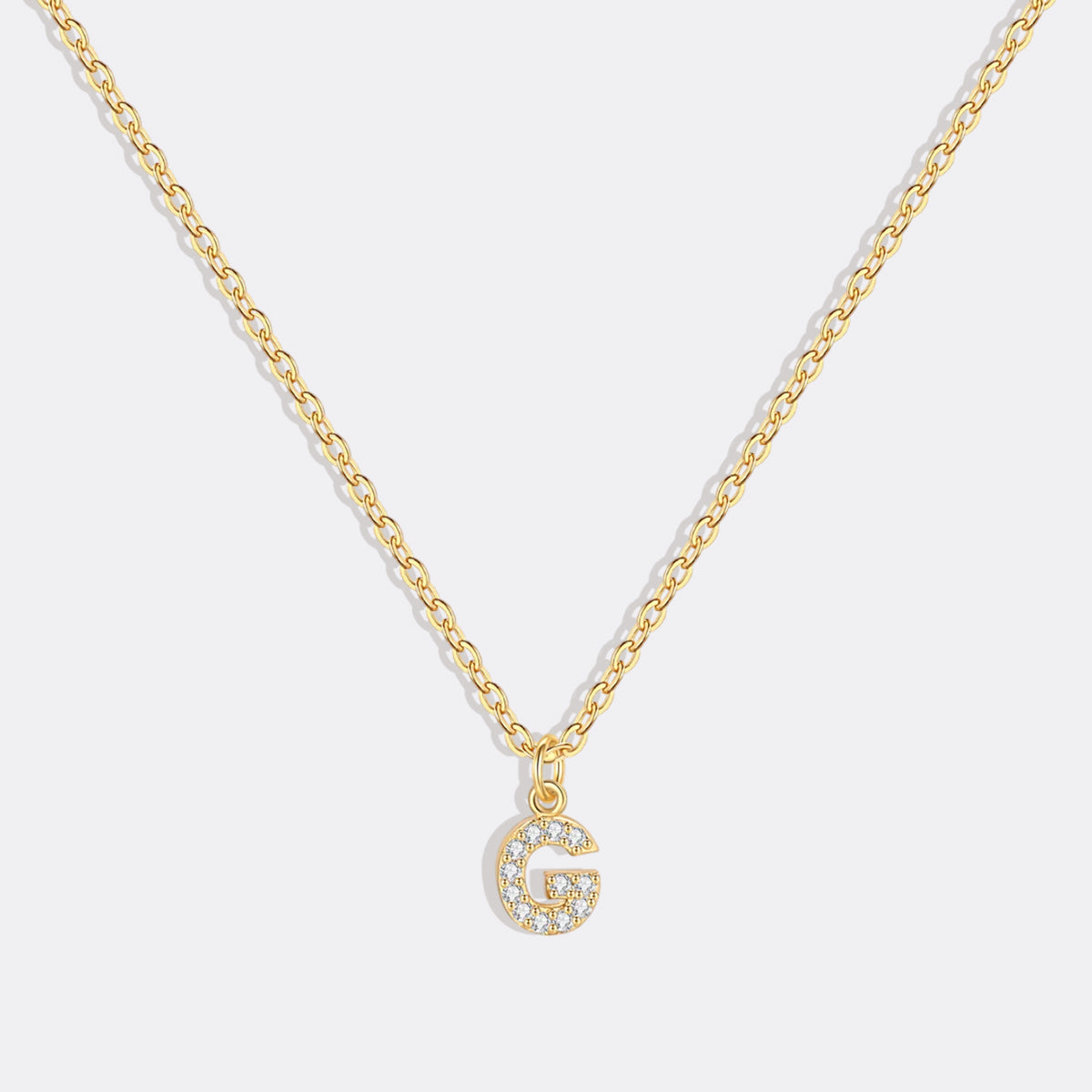 Gold Pavé Uppercase Initial Necklace