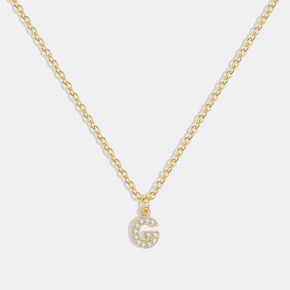 Gold Pavé Uppercase Initial Necklace
