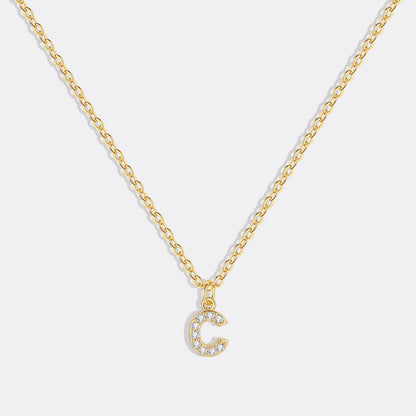 Gold Pavé Uppercase Initial Necklace