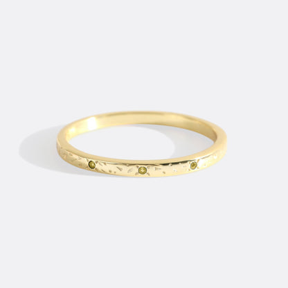 Narrow Textured Gold Birthstone Band