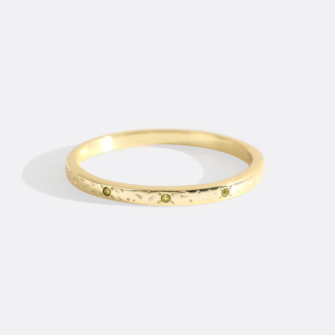 Narrow Textured Gold Birthstone Band