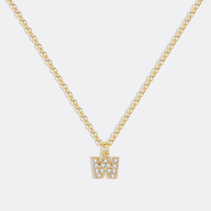 Gold Pavé Uppercase Initial Necklace