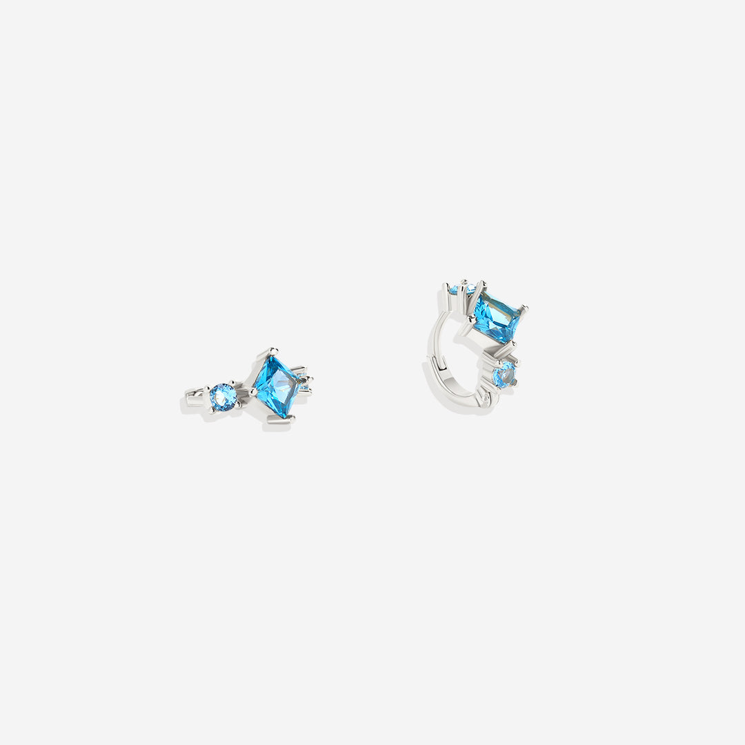Aquamarine Huggie Hoops
