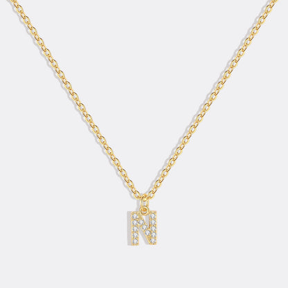 Gold Pavé Uppercase Initial Necklace