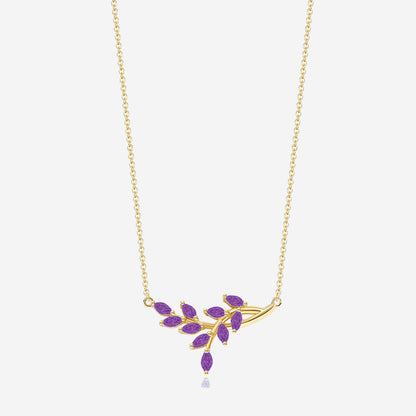 Birthstone Leaf Pendant Necklace