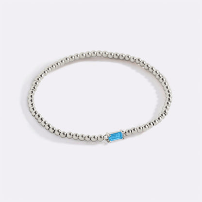 Sterling Silver Beaded Birthstone Bracelet