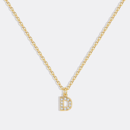 Gold Pavé Uppercase Initial Necklace