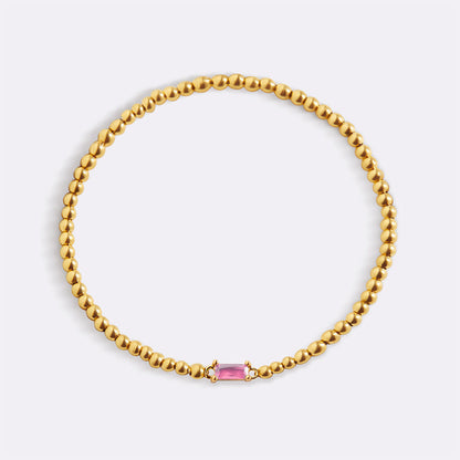 Gold Beaded Birthstone Bracelet